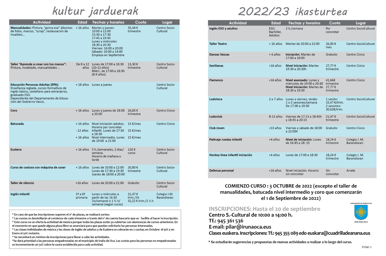 Programa De Actividades Culturales Para El Curso Iru Ako Digital