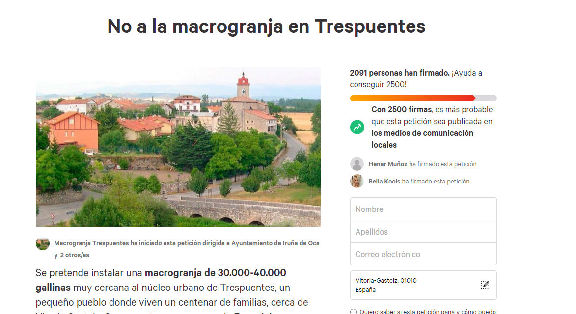 Vecinos de Trepuentes se movilizan contra la instalación de una granja de gallinas